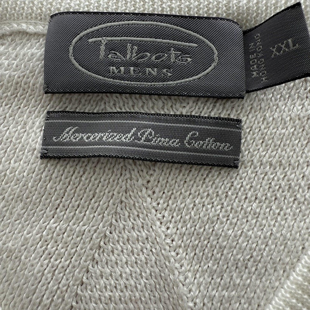Talbots Sweater Mens 2XL Ivory V Neck Diamond Argyle Knit Mercerized Pima Cotton - Picture 4 of 8